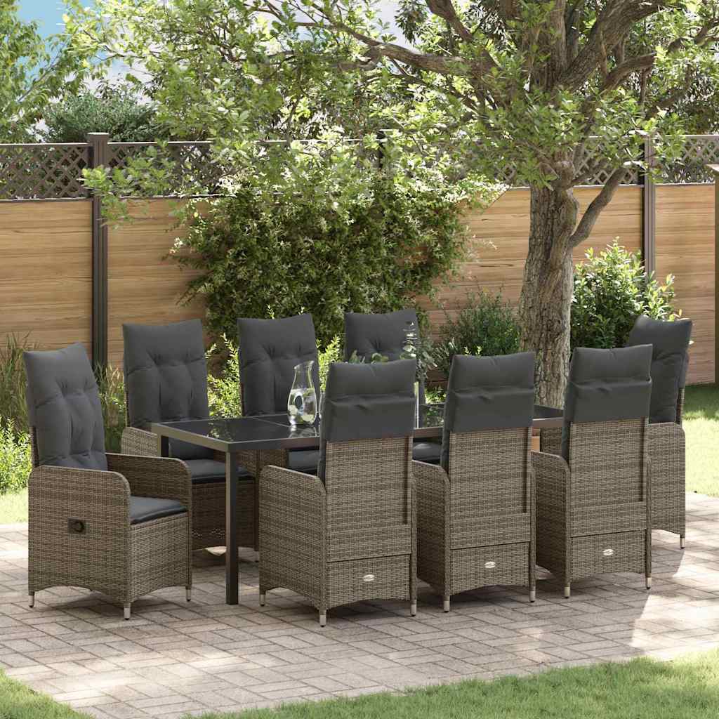 vidaXL Tuin Eettafel Set met kussen 3 pcs Zwart poly rattan