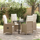 vidaXL Tuin Eettafel Set met kussen 3 pcs Zwart poly rattan