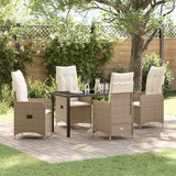 vidaXL Tuin Eettafel Set met kussen 3 pcs Zwart poly rattan