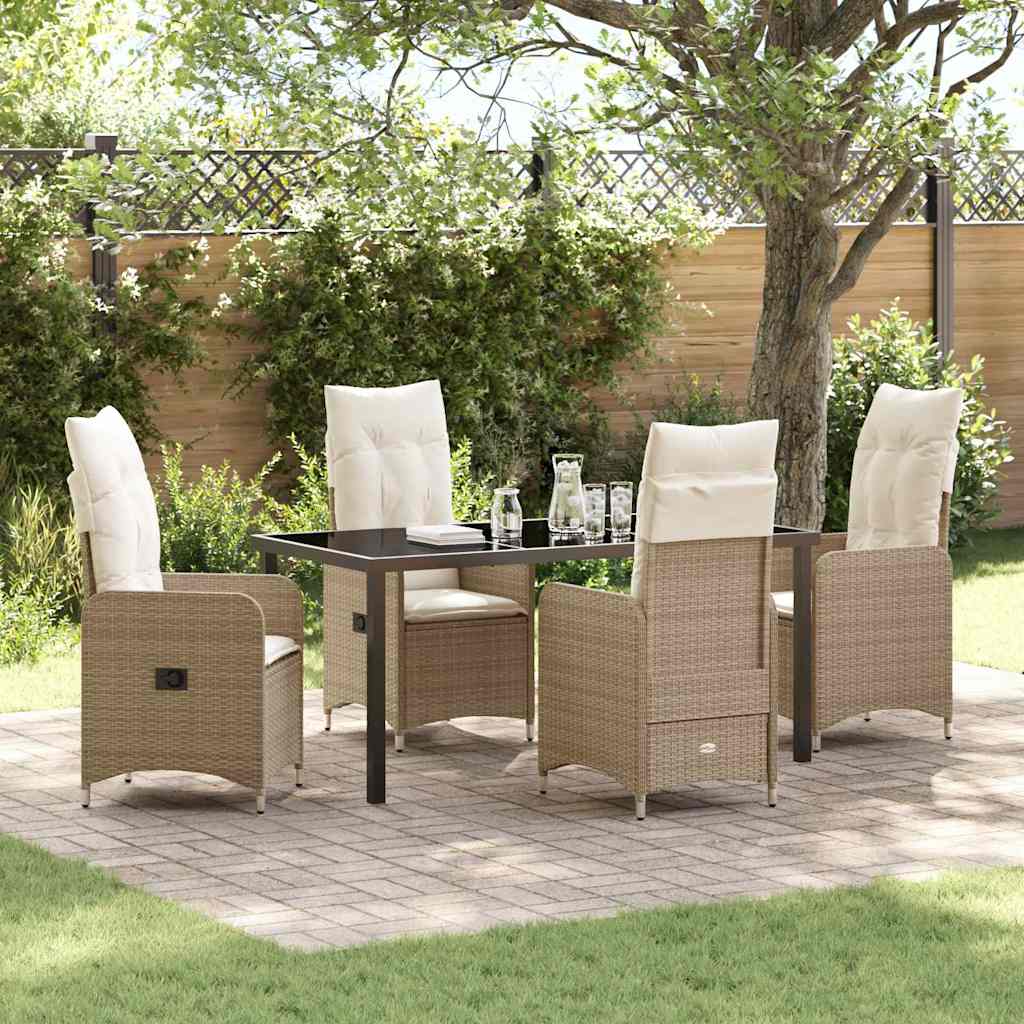 vidaXL Tuin Eettafel Set met kussen 3 pcs Zwart poly rattan