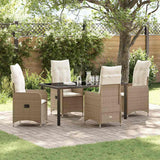 vidaXL Tuin Eettafel Set met kussen 3 pcs Zwart poly rattan