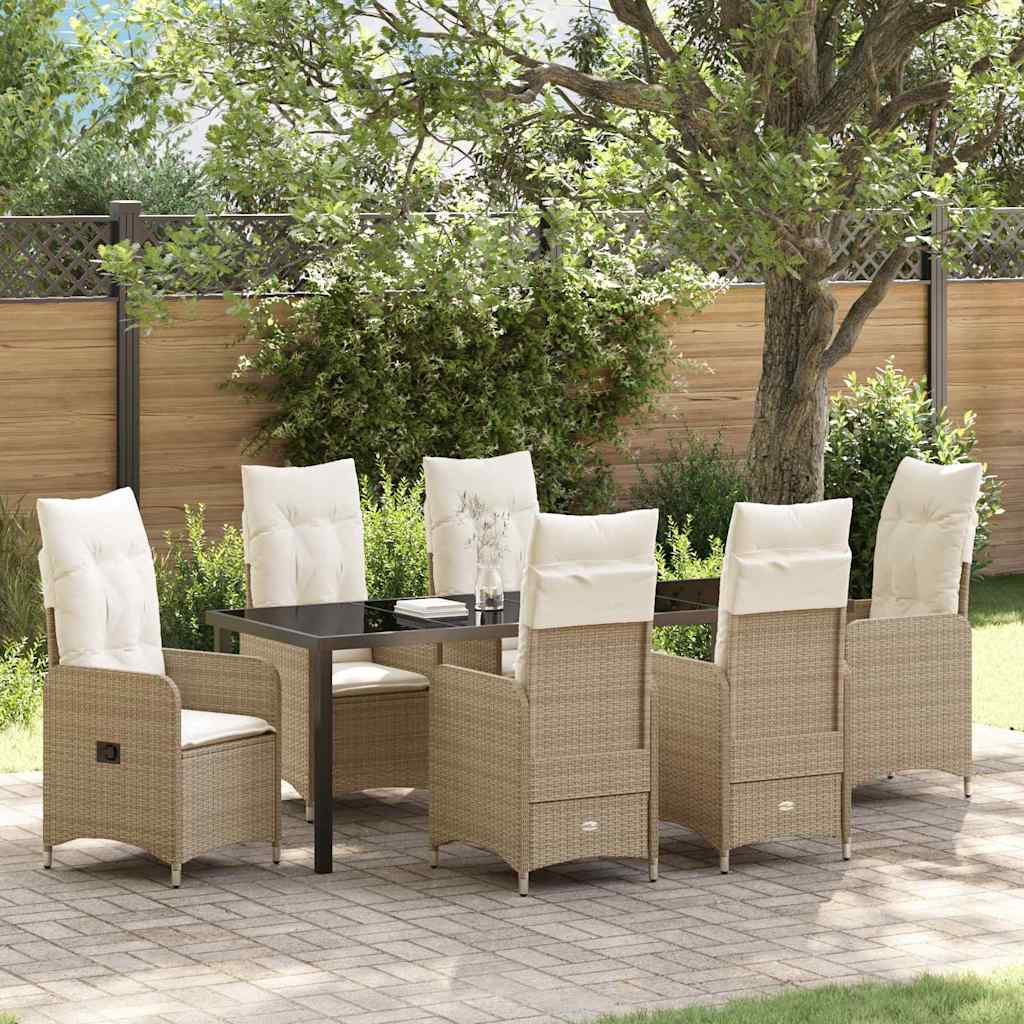 vidaXL Tuin Eettafel Set met kussen 3 pcs Zwart poly rattan