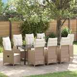 vidaXL Tuin Eettafel Set met kussen 3 pcs Zwart poly rattan