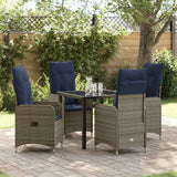 vidaXL Tuin Eettafel Set met kussen 3 pcs Zwart poly rattan