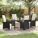vidaXL Tuin Eettafel Set met kussen 3 pcs Zwart poly rattan