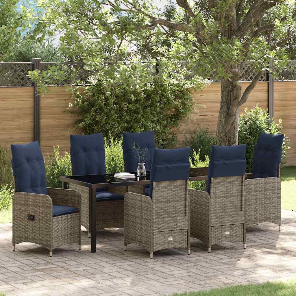vidaXL Tuin Eettafel Set met kussen 3 pcs Zwart poly rattan