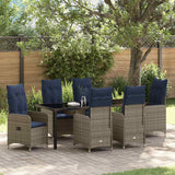 vidaXL Tuin Eettafel Set met kussen 3 pcs Zwart poly rattan