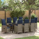 vidaXL Tuin Eettafel Set met kussen 3 pcs Zwart poly rattan