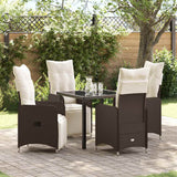 vidaXL Tuin Eettafel Set met kussen 3 pcs Zwart poly rattan