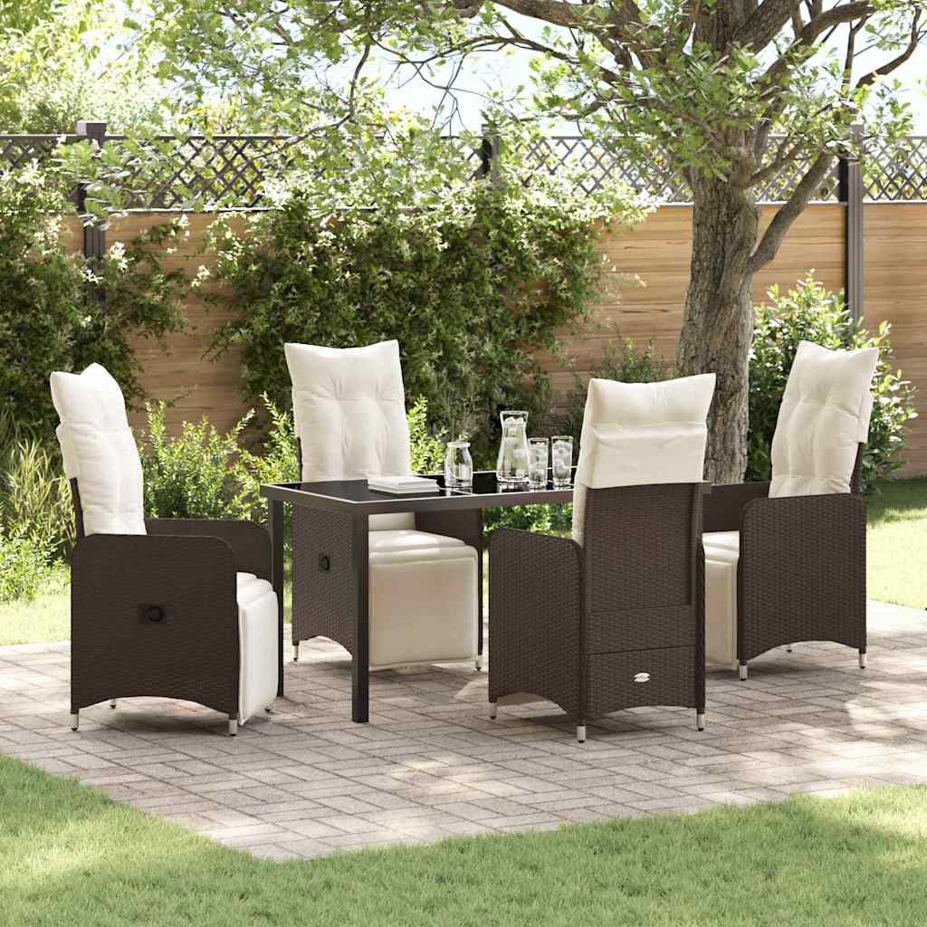 vidaXL Tuin Eettafel Set met kussen 3 pcs Zwart poly rattan