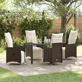 vidaXL Tuin Eettafel Set met kussen 3 pcs Zwart poly rattan