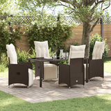 vidaXL Tuin Eettafel Set met kussen 3 pcs Zwart poly rattan