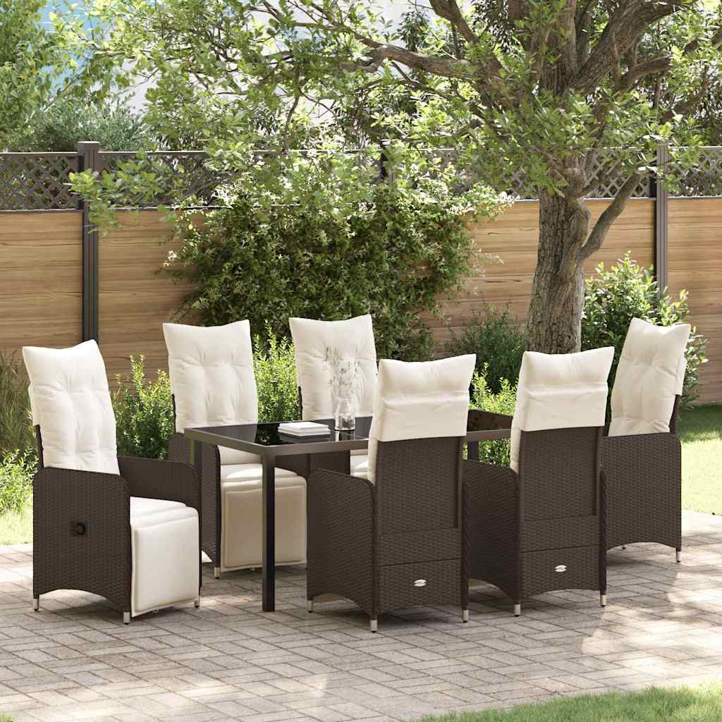 vidaXL Tuin Eettafel Set met kussen 3 pcs Zwart poly rattan