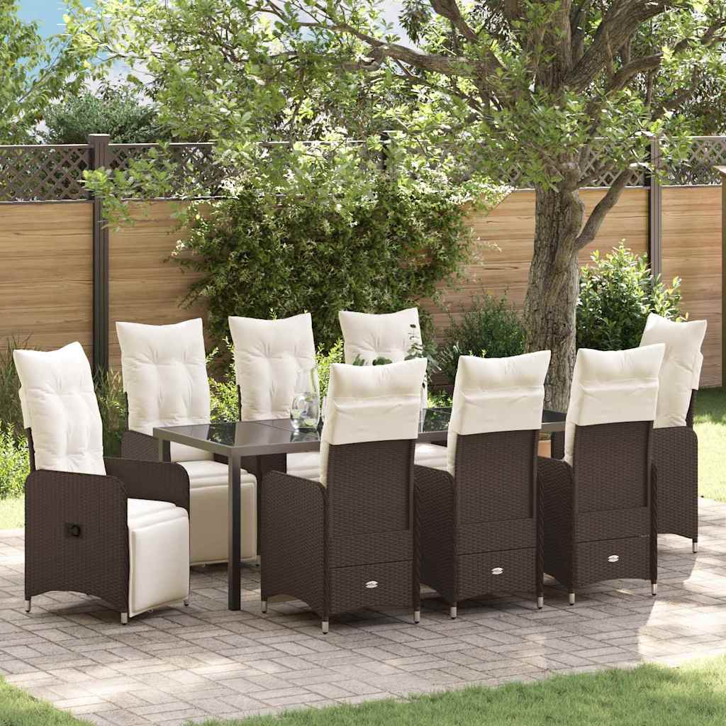 vidaXL Tuin Eettafel Set met kussen 3 pcs Zwart poly rattan