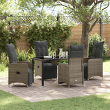 vidaXL Tuin Eettafel Set met kussen 3 pcs Zwart poly rattan