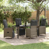 vidaXL Tuin Eettafel Set met kussen 3 pcs Zwart poly rattan