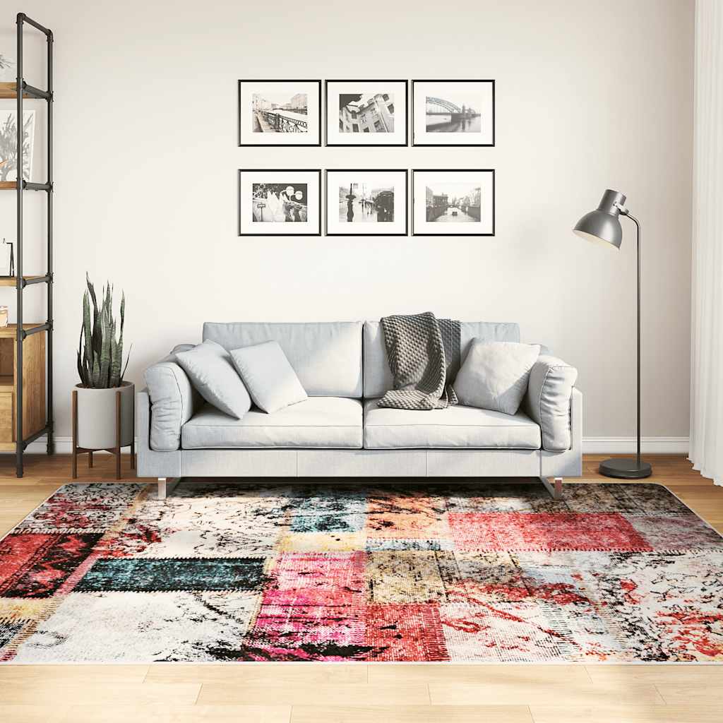 vidaXL Vloerkleed wasbaar anti-slip 80x150 cm meerkleurig