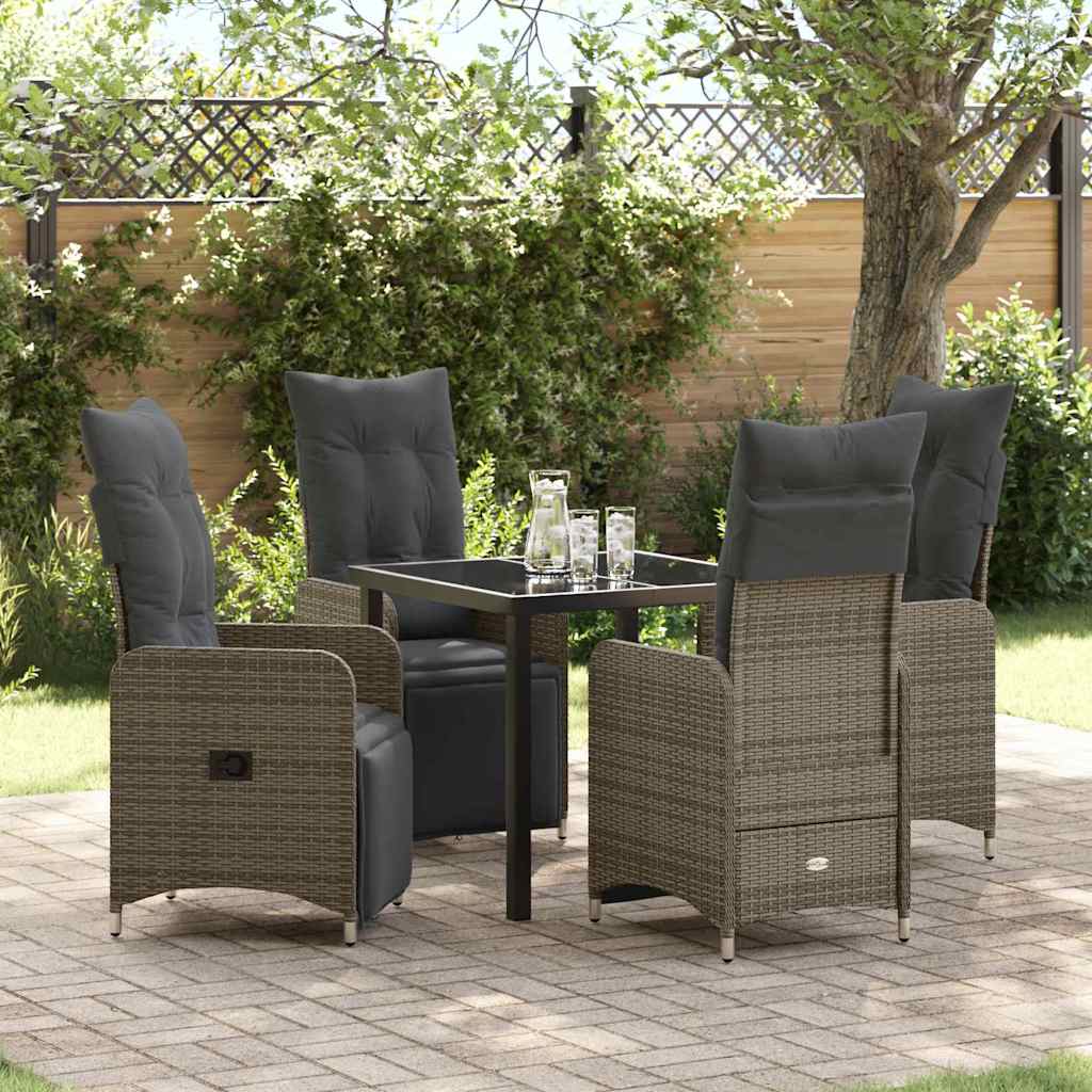 vidaXL Tuin Eettafel Set met kussen 3 pcs Zwart poly rattan