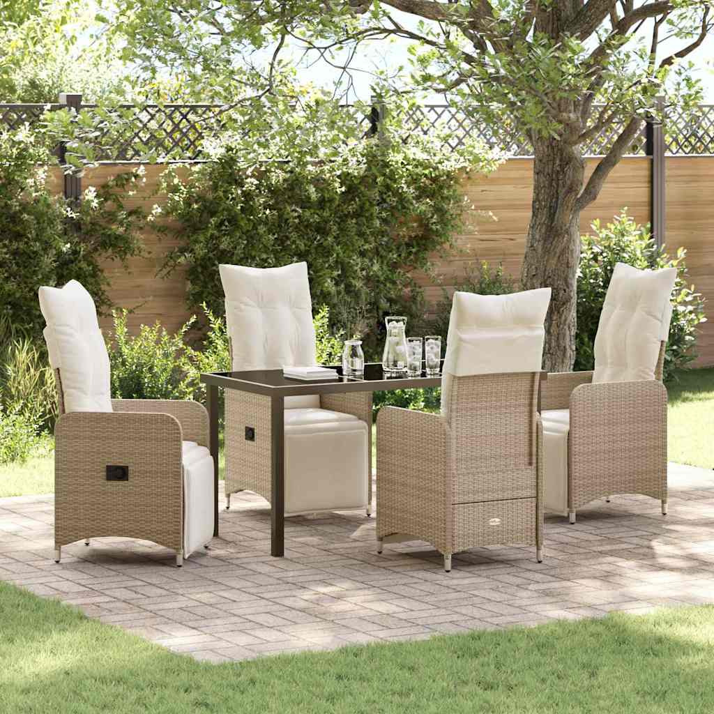 vidaXL Tuin Eettafel Set met kussen 3 pcs Zwart poly rattan