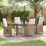 vidaXL Tuin Eettafel Set met kussen 3 pcs Zwart poly rattan