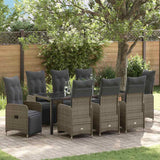 vidaXL Tuin Eettafel Set met kussen 3 pcs Zwart poly rattan
