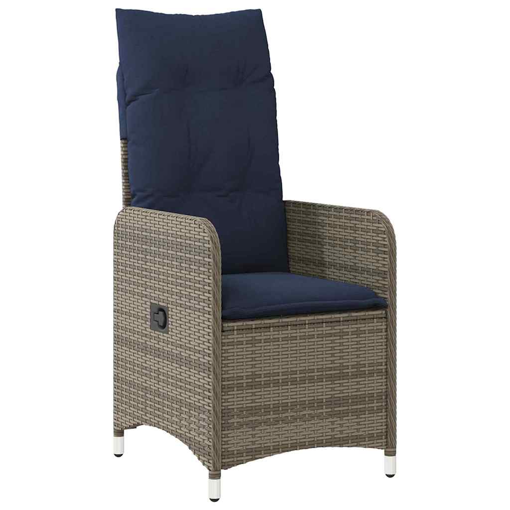 vidaXL Tafel en stoelen set met kussen 3 pcs Grijs PE Riet
