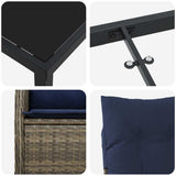 vidaXL Tafel en stoelen set met kussen 3 pcs Grijs PE Riet
