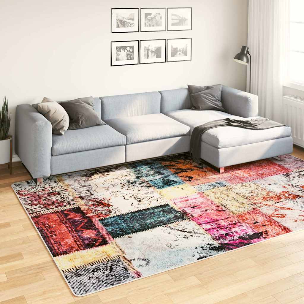 vidaXL Vloerkleed wasbaar anti-slip 80x150 cm meerkleurig