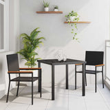 vidaXL Garden Dining Set with cushions 3 pcs Black poly rattan