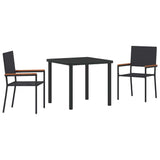 vidaXL Garden Dining Set with cushions 3 pcs Black poly rattan