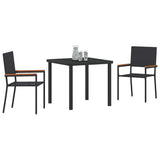 vidaXL Garden Dining Set with cushions 3 pcs Black poly rattan