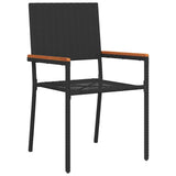 vidaXL Garden Dining Set with cushions 3 pcs Black poly rattan
