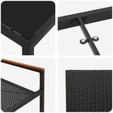 vidaXL Garden Dining Set with cushions 3 pcs Black poly rattan