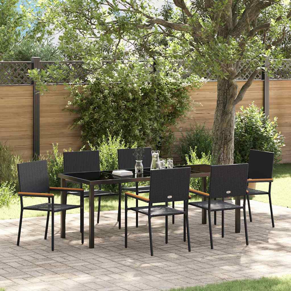vidaXL Garden Dining Set with cushions 3 pcs Black poly rattan