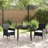 vidaXL Garden Dining Set with Cushions 3 pcs Black Poly Rattan
