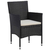 vidaXL Garden Dining Set with Cushions 3 pcs Black Poly Rattan