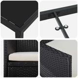 vidaXL Garden Dining Set with Cushions 3 pcs Black Poly Rattan