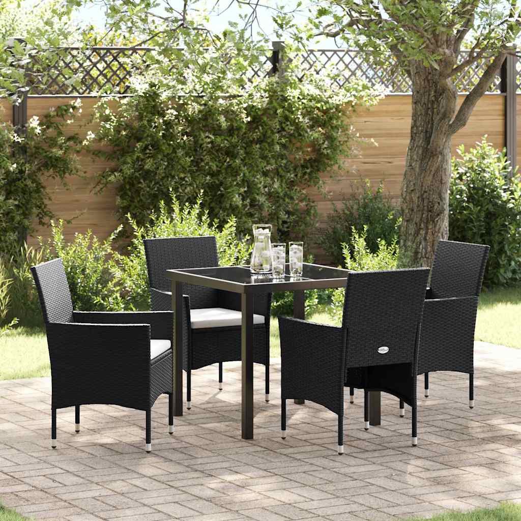 vidaXL Garden Dining Set with Cushions 3 pcs Black Poly Rattan