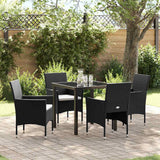 vidaXL Garden Dining Set with Cushions 3 pcs Black Poly Rattan