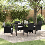 vidaXL Garden Dining Set with Cushions 3 pcs Black Poly Rattan