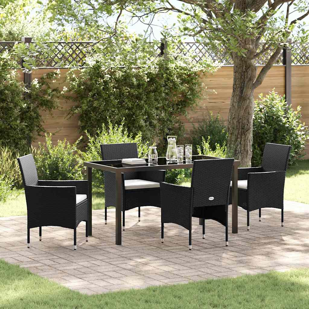 vidaXL Garden Dining Set with Cushions 3 pcs Black Poly Rattan