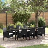 vidaXL Garden Dining Set with Cushions 3 pcs Black Poly Rattan