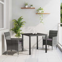 vidaXL Garden Dining Set with Cushions 3 pcs Black Poly Rattan