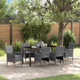vidaXL Garden Dining Set with Cushions 3 pcs Black Poly Rattan