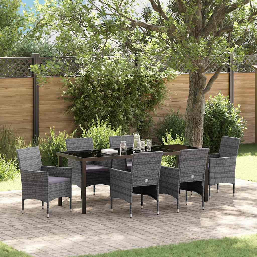 vidaXL Garden Dining Set with Cushions 3 pcs Black Poly Rattan