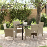 vidaXL Garden Dining Set with Cushions 3 pcs Black Poly Rattan