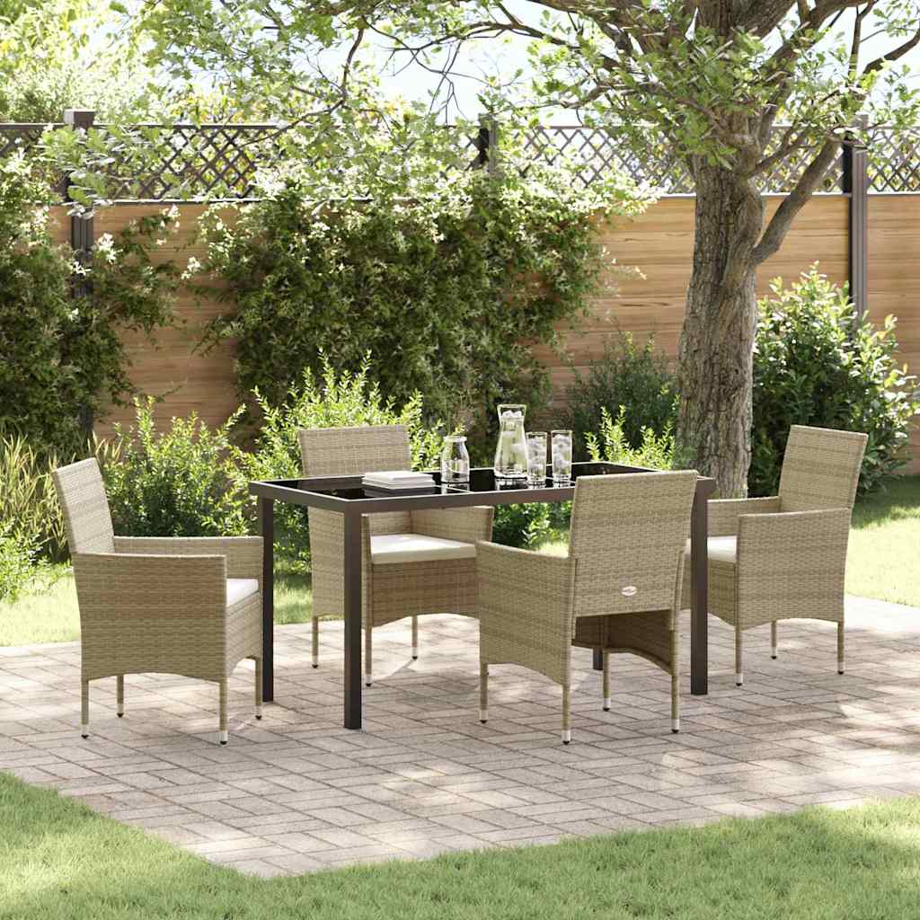 vidaXL Garden Dining Set with Cushions 3 pcs Black Poly Rattan