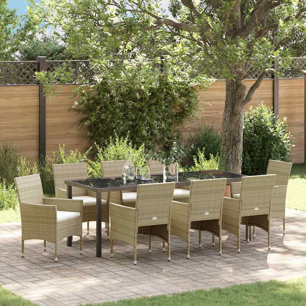 vidaXL Garden Dining Set with Cushions 3 pcs Black Poly Rattan