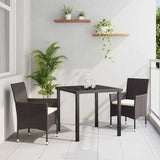 vidaXL Garden Dining Set with Cushions 3 pcs Black Poly Rattan