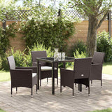vidaXL Garden Dining Set with Cushions 3 pcs Black Poly Rattan